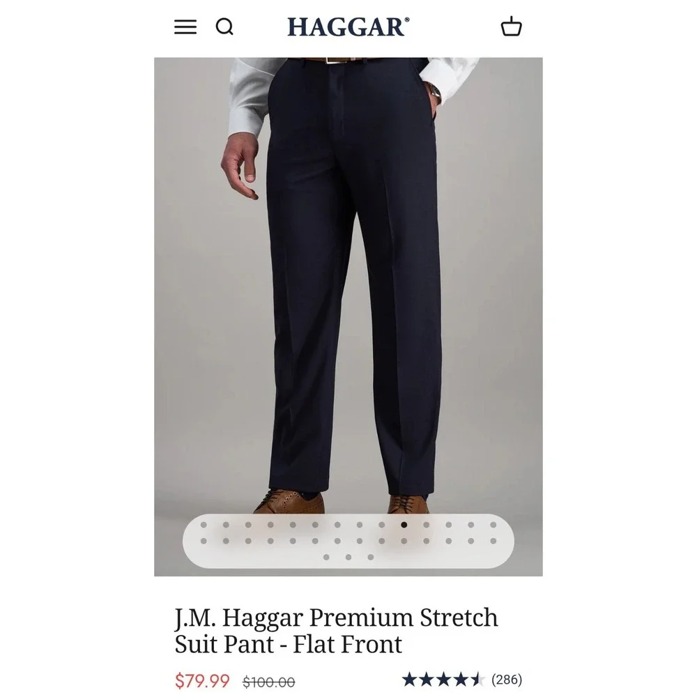 J.M. Haggar Men's Premium Stretch Classic Fit Flat Front Suit Pants 44W 29L Navy